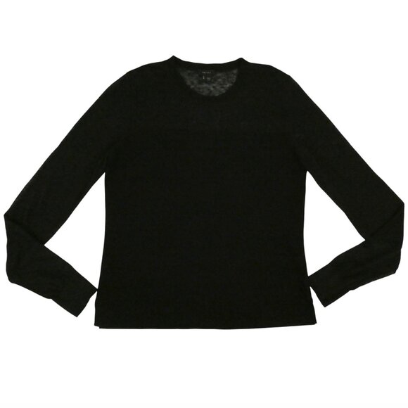 THEORY Ofenia Enchanted crew neck sweater sz L black - Picture 4 of 6